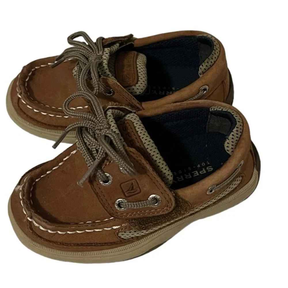 Sperry Brown Moccasin Shoes with Nautical Design